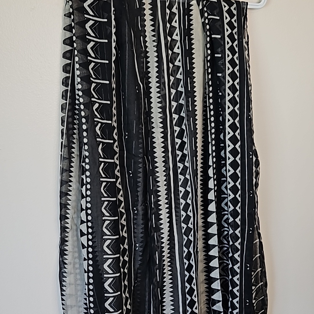 Nicole Miller Pashmina Scarf Poncho Cream Black One Size - Picture 3 of 6